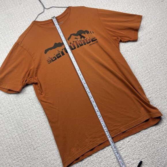 Merrell T-Shirt Mens Orange Short Sleeve Get Outside Outdoors Graphic Logo Read - Picture 9 of 15
